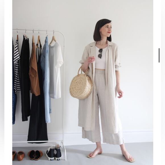 Only Child Fern Trench in Linen oatmeal neutral natural linen coat spring summer - Picture 1 of 14